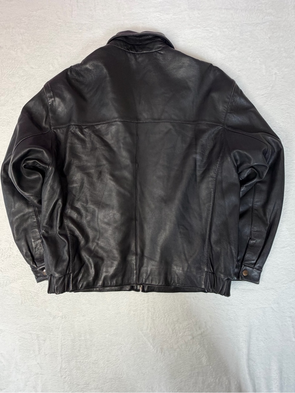 Dockers Black Leather Bomber Jacket Men’s Large Soft Zip Jacket Vintage - Picture 10 of 10